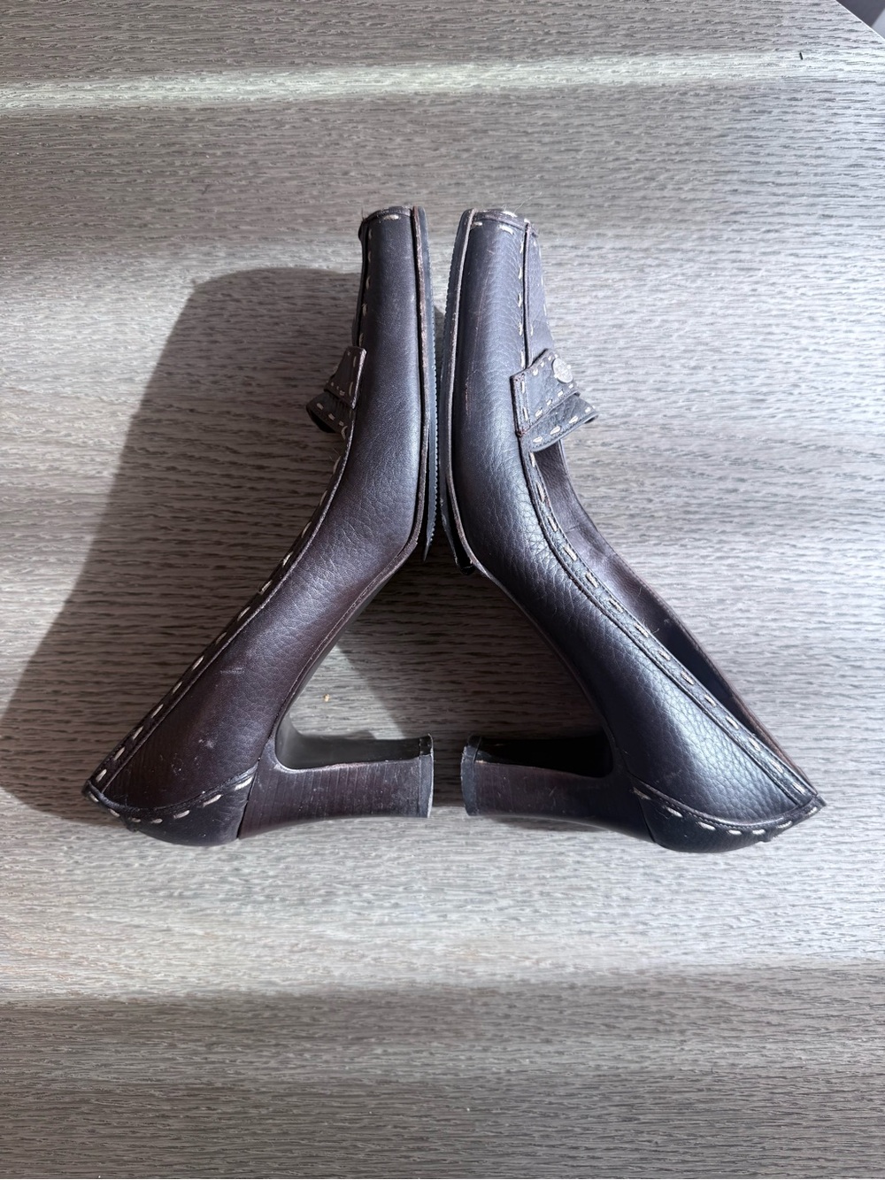 Fendi Selleria Vintage Brown Leather Heels – Size 38.5 - Picture 4 of 10